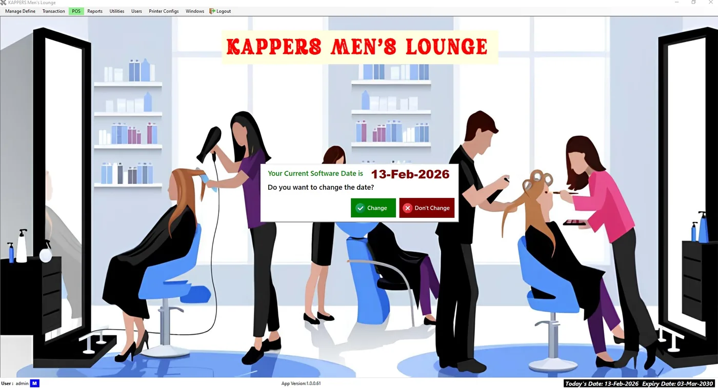 Salon Management Software branded POS interface for a salon business